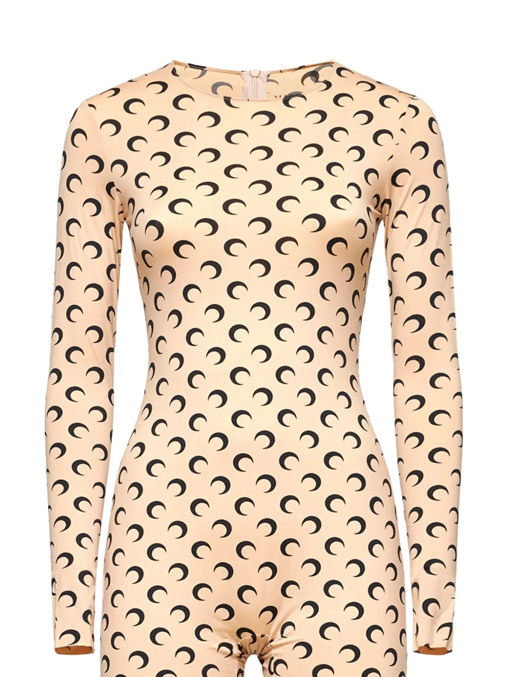 Marine Serre Moon-print Long-sleeve Catsuit In Neutral