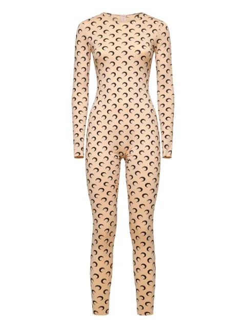 Marine Serre jumpsuit manga larga con luna estampada