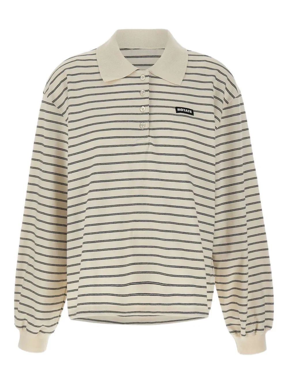 Rotate Birger Christensen Striped Long-sleeve Polo In Neutral