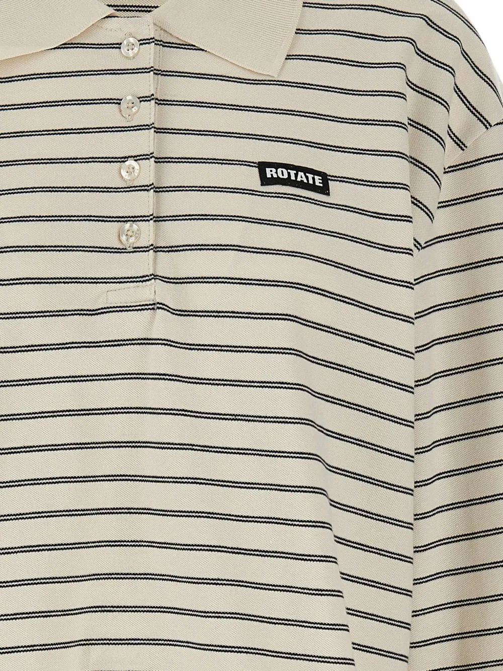 Rotate Birger Christensen Striped Long-sleeve Polo In Neutral