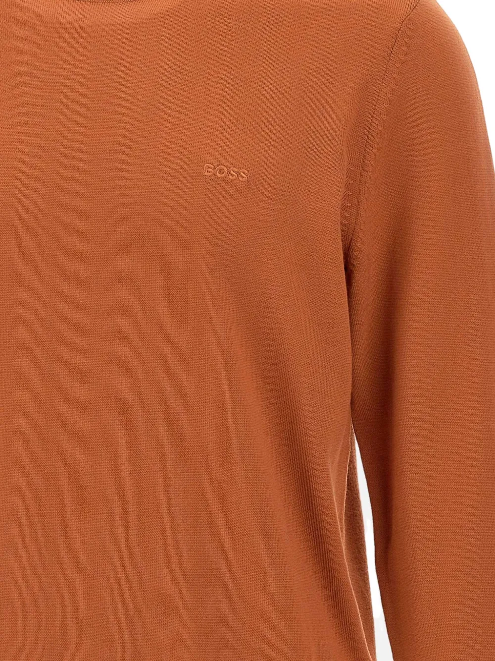 BOSS Trui met borduurwerk en ronde hals Oranje