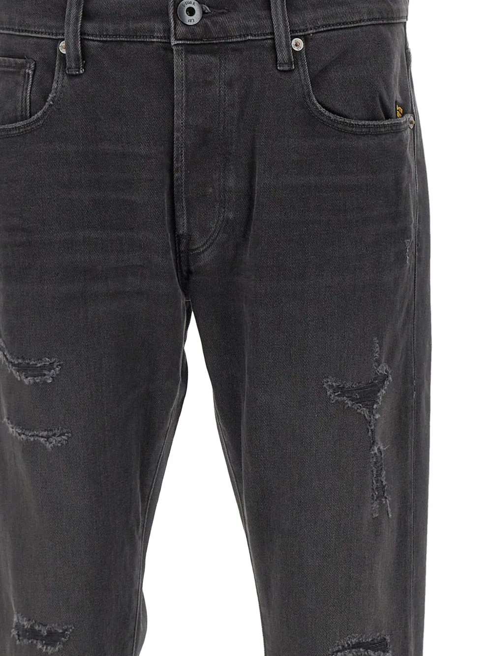 G-star Raw 3301 Distressed Five-pocket Jeans In Black
