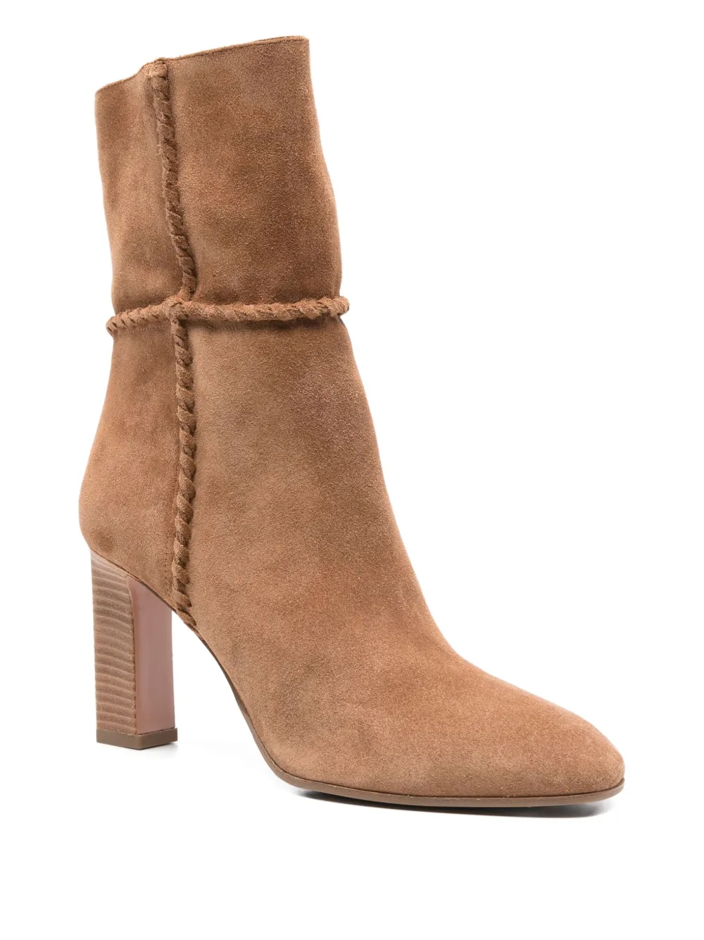 Aquazzura 85mm Braided Heeled Boot In Brown