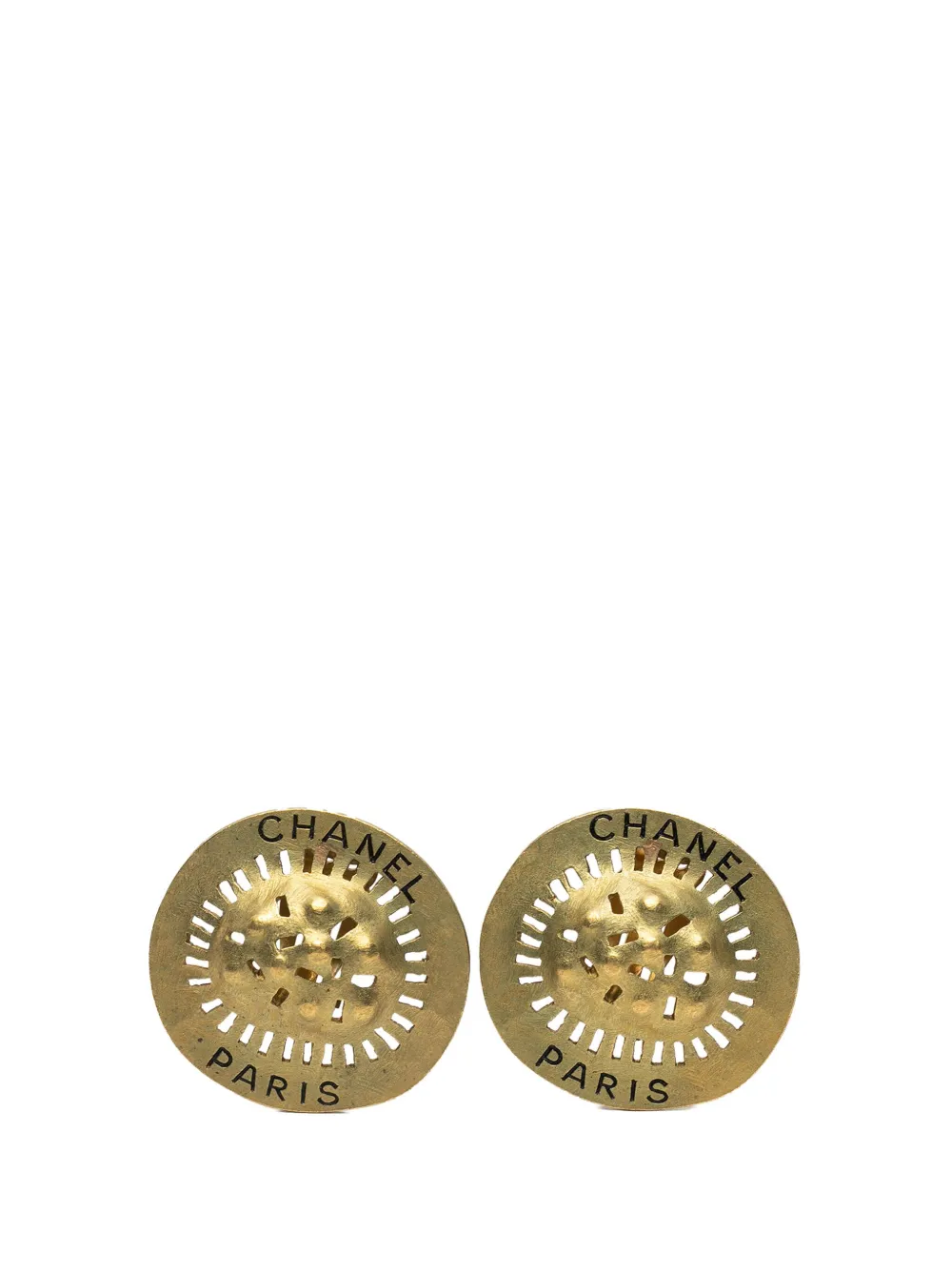 CHANEL Pre-Owned 1994 ゴールドプレーテッド ロゴ カットアウト クリップオン コスチューム イヤリング -