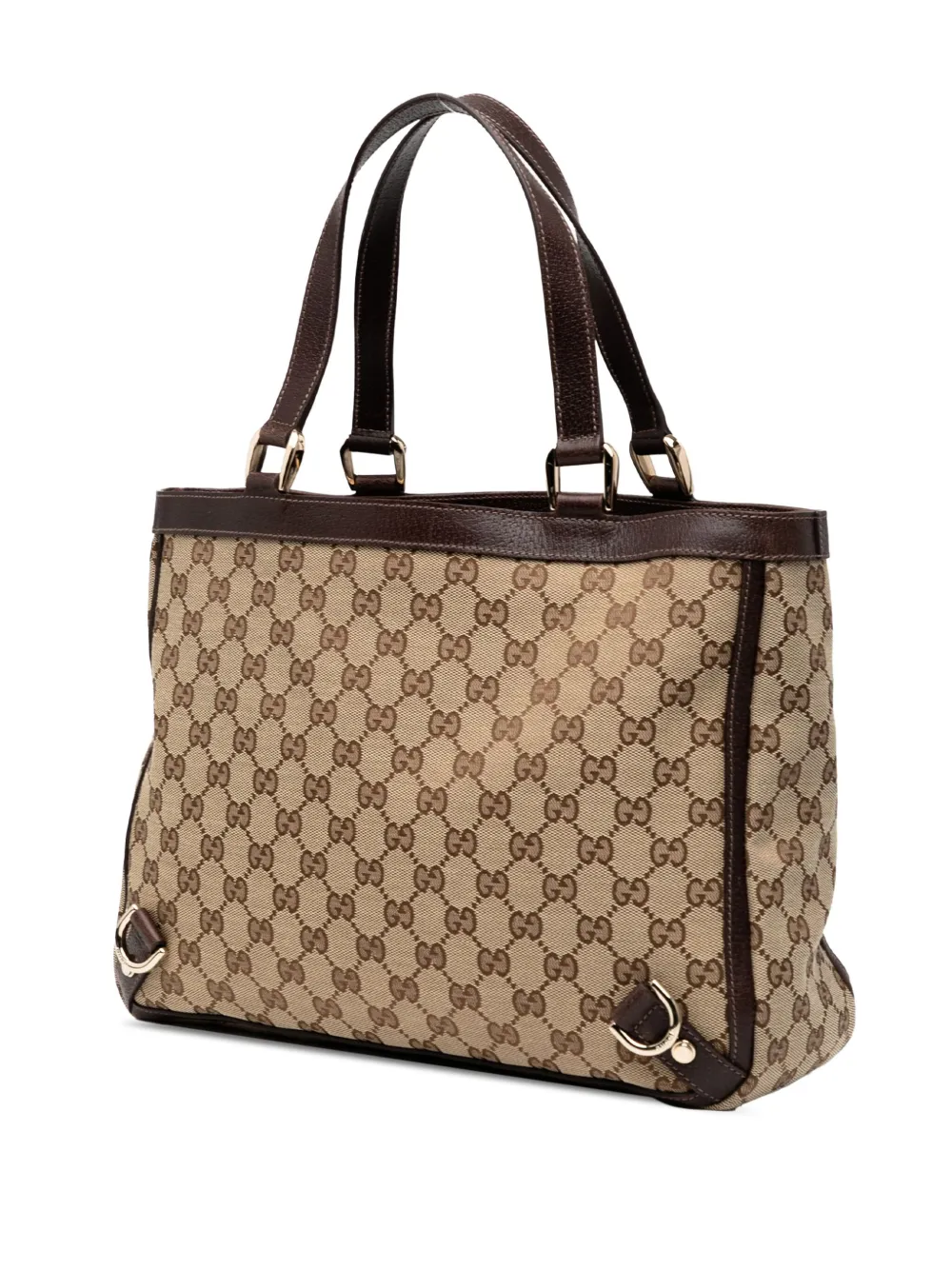 Pre-owned Gucci 2000-2015 Gg Canvas Abbey D Ring Tote Bag In Brown