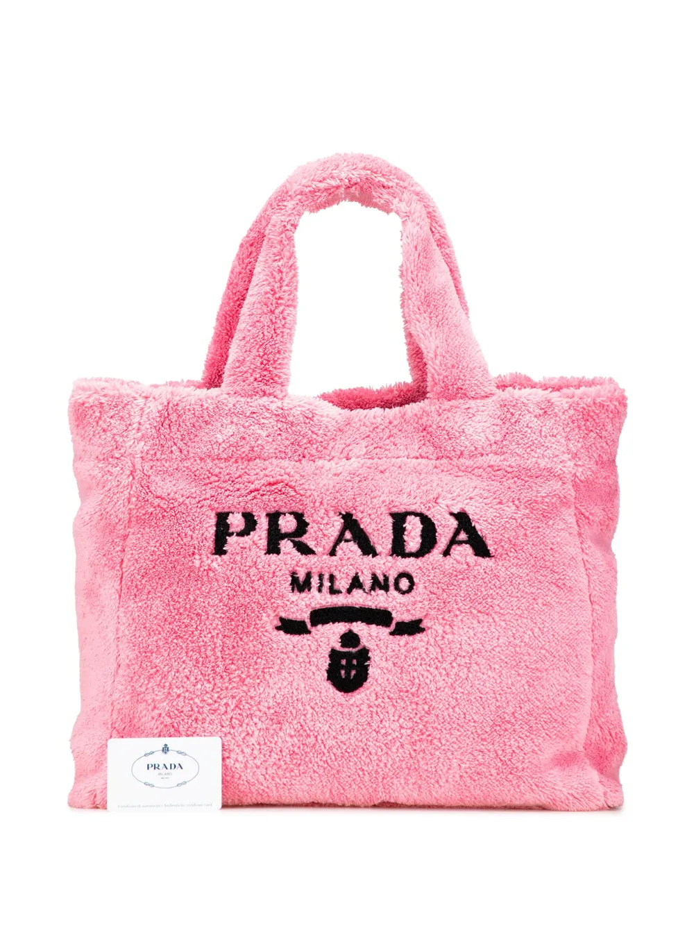 Pre-owned Prada 2013-2025 Terry Cloth Tote Bag In Pink