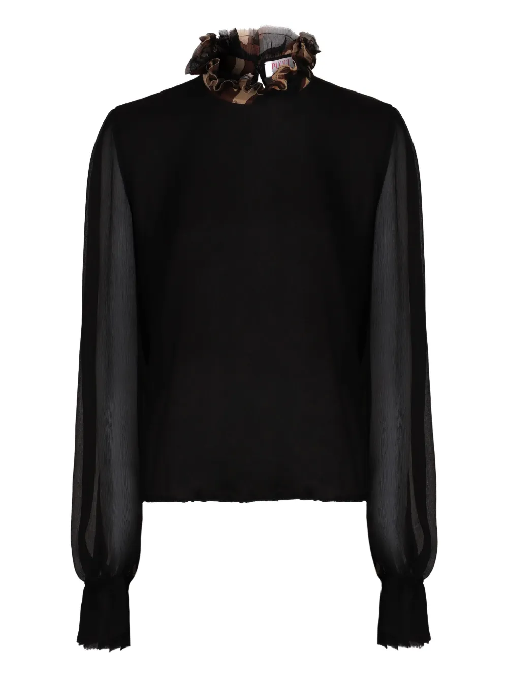 Pucci Ruffled Balloon-sleeve Blouse In Black