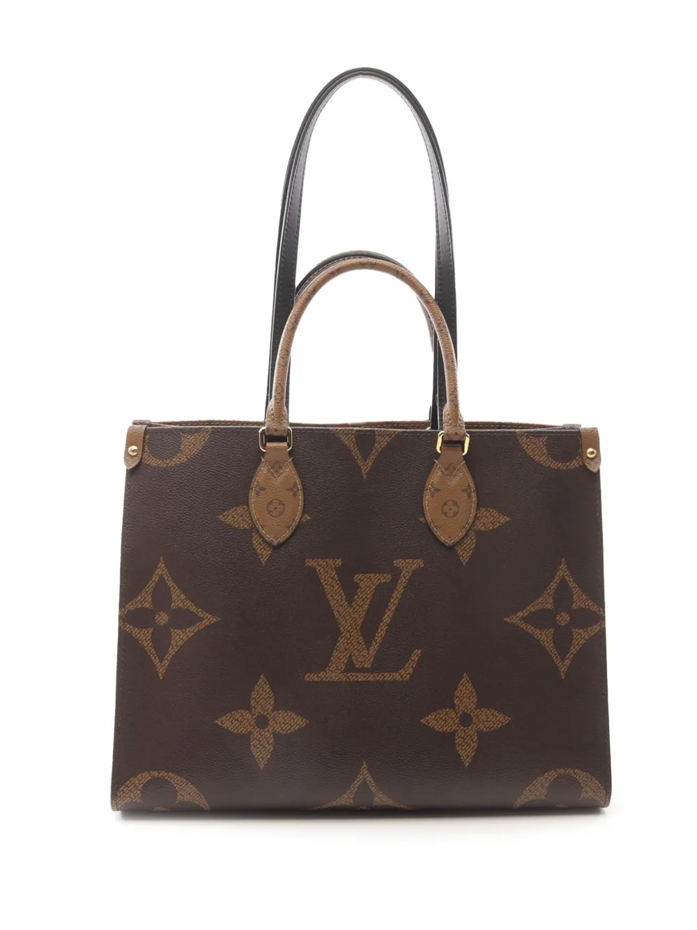 Pre-owned Louis Vuitton 2021-2025 Monogram Giant Onthego Mm Satchel In Brown