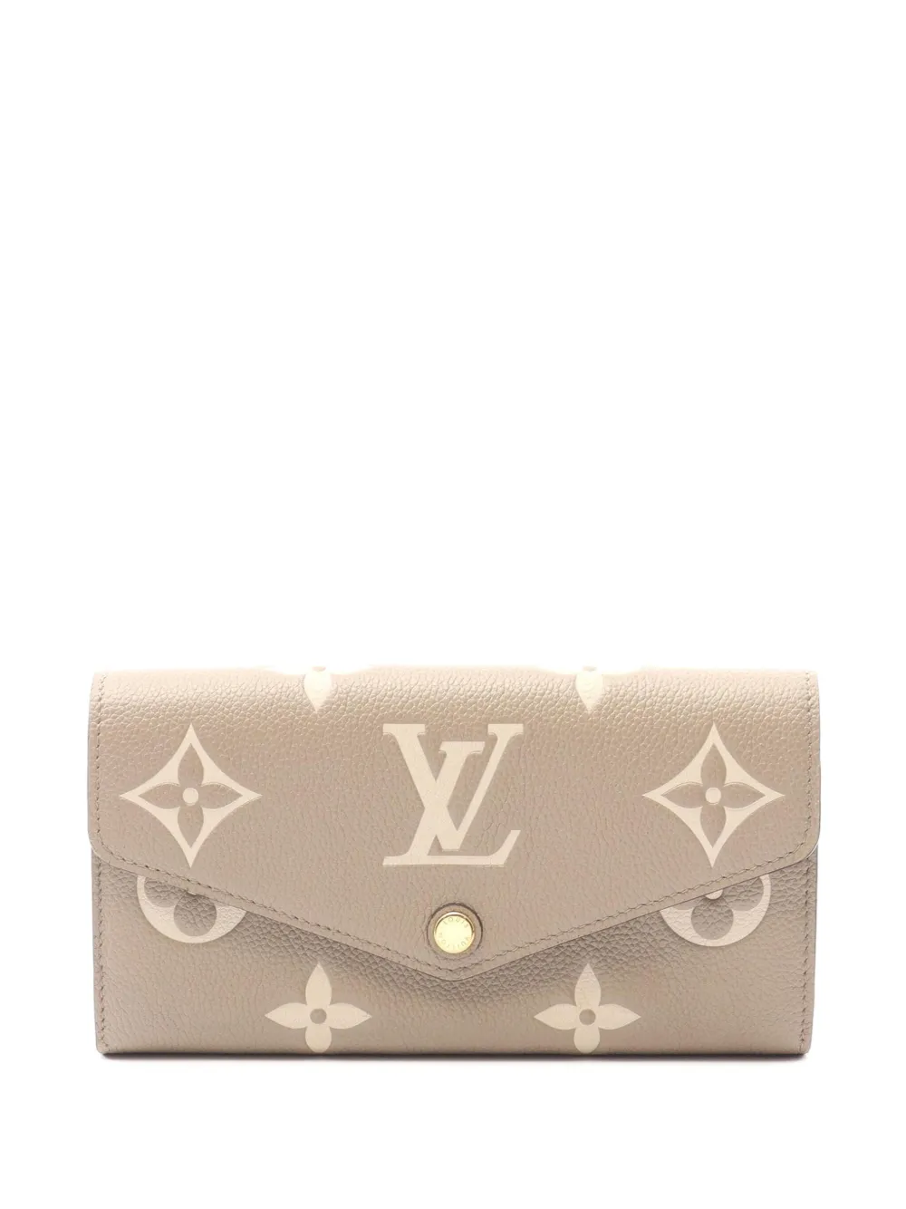 Pre-owned Louis Vuitton 2021-2025 Bicolor Monogram Empreinte Sarah Wallet Long Wallets In Brown