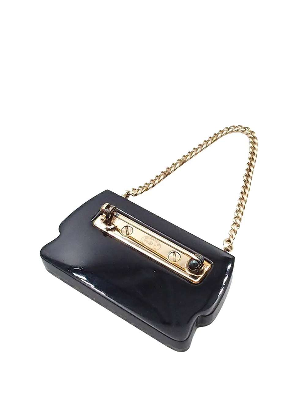 Pre-owned Chanel 2019 Resin Cc Flap Pin Brooch Costume Brooch In Black