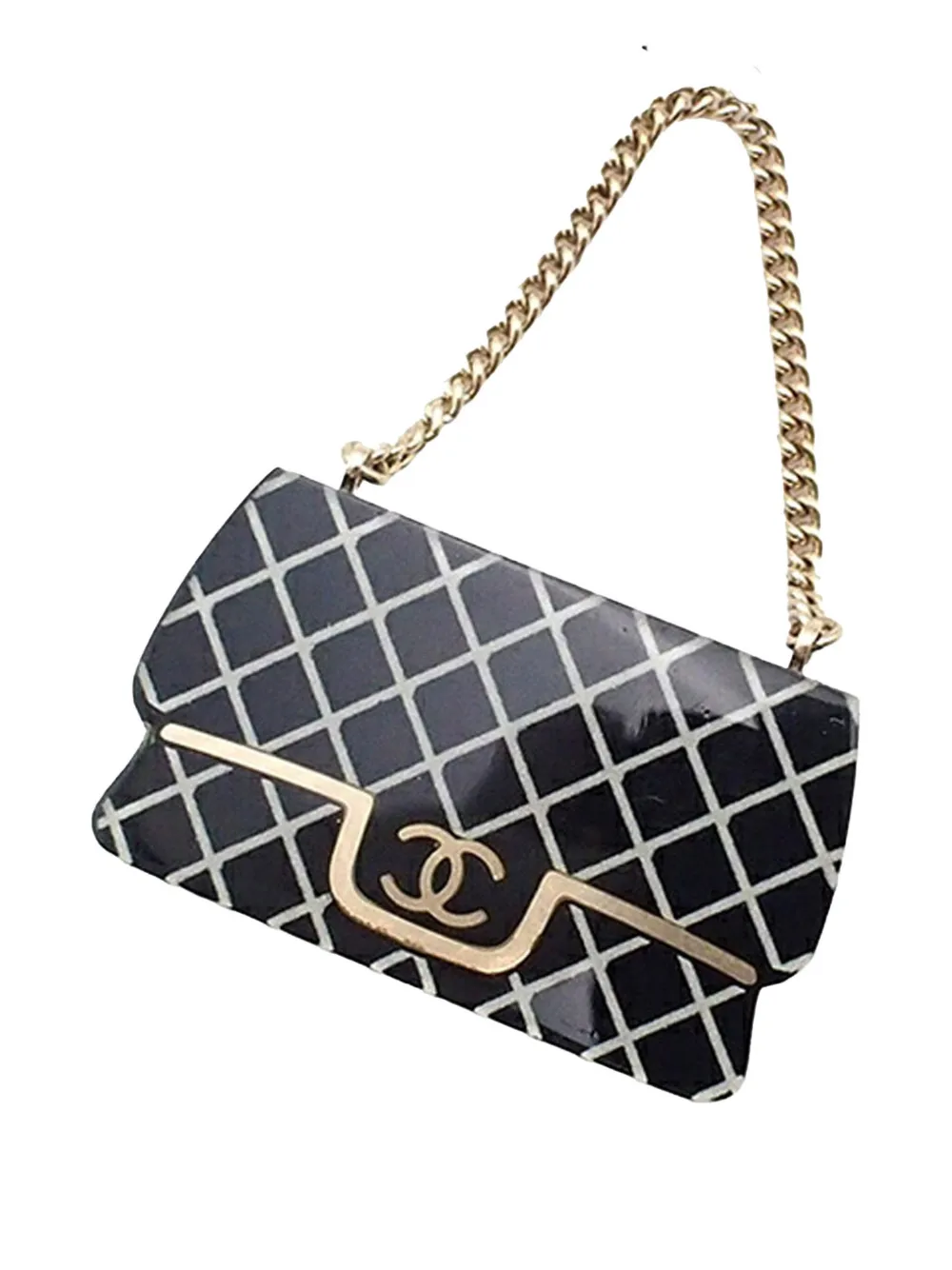 Pre-owned Chanel 2019 Resin Cc Flap Pin Brooch Costume Brooch In Black