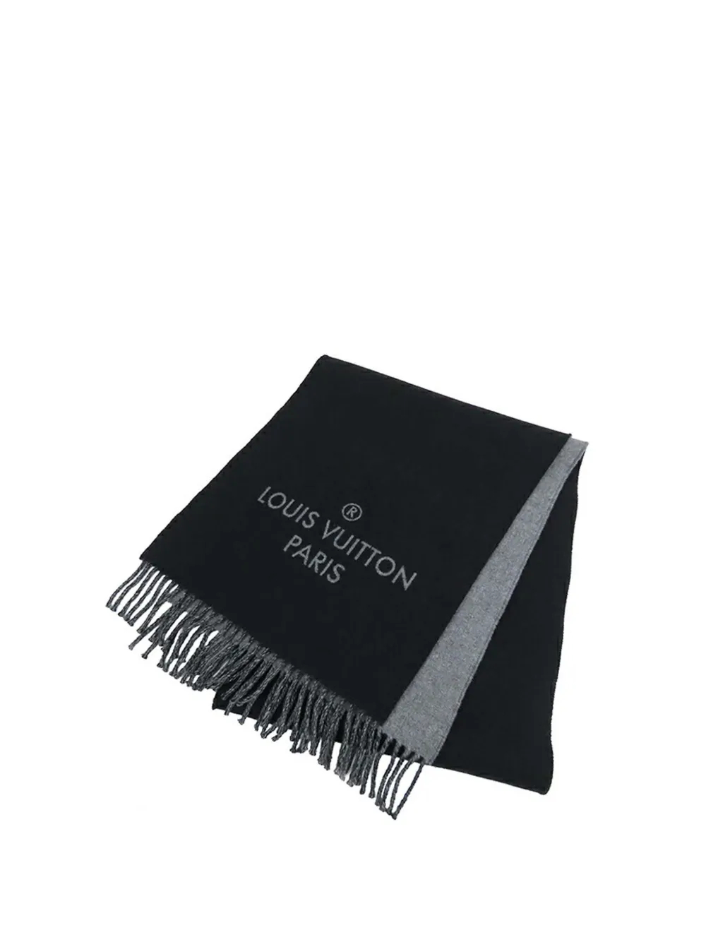 Pre-owned Louis Vuitton 2000-2020 Wool And Cashmere Echarpe City Alps Logo Patch Scarf Scarves In Black