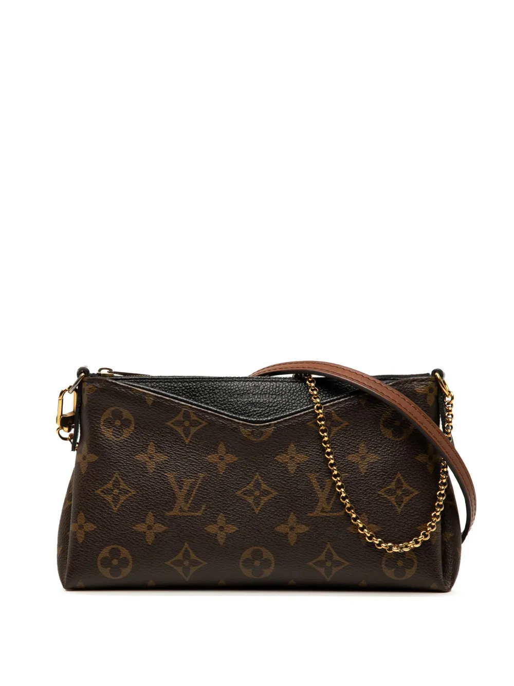 Pre-owned Louis Vuitton 2016 Monogram Pallas Clutch Satchel In Black