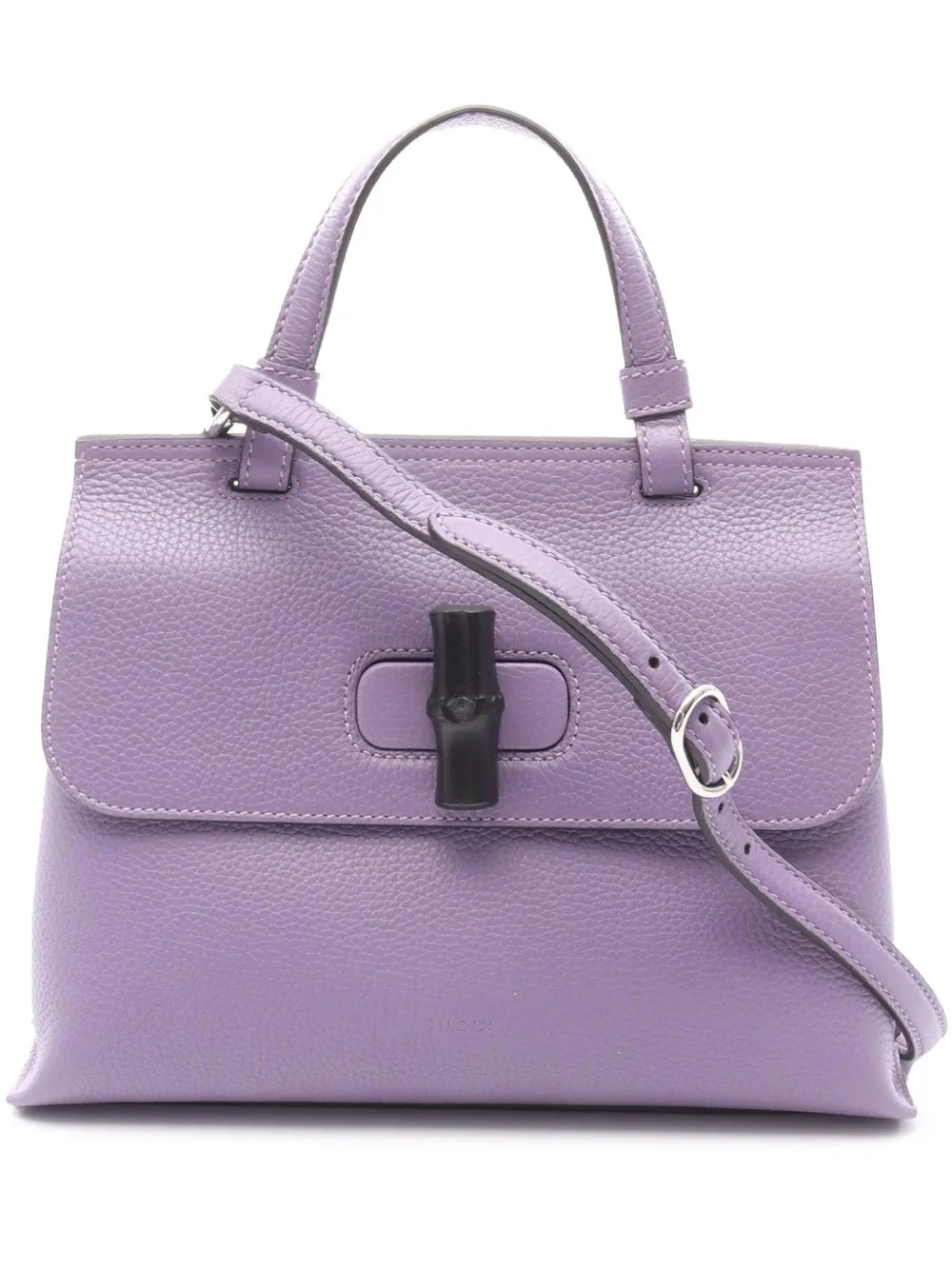 Pre-owned Gucci 2000-2015 Small Leather Bamboo Daily Satchel In Purple