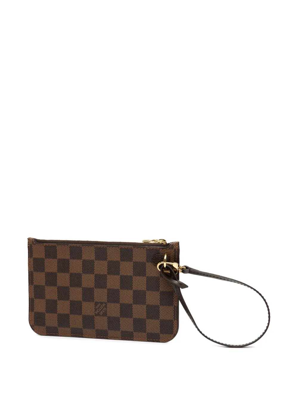 Pre-owned Louis Vuitton 2015 Damier Ebene Neverfull Pm Pouch In Brown