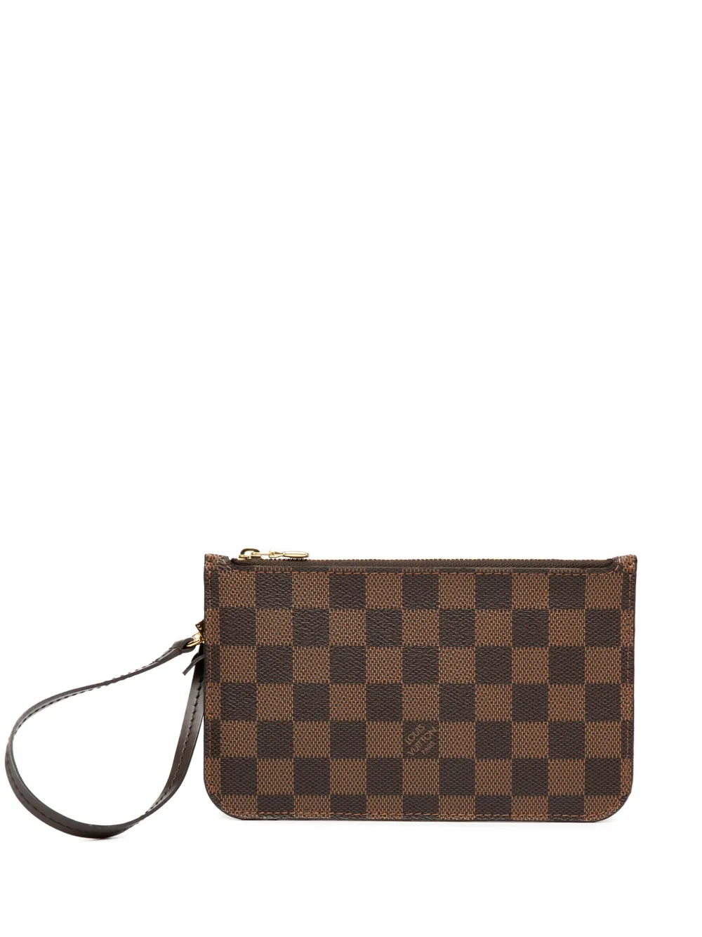 Pre-owned Louis Vuitton 2015 Damier Ebene Neverfull Pm Pouch In Brown