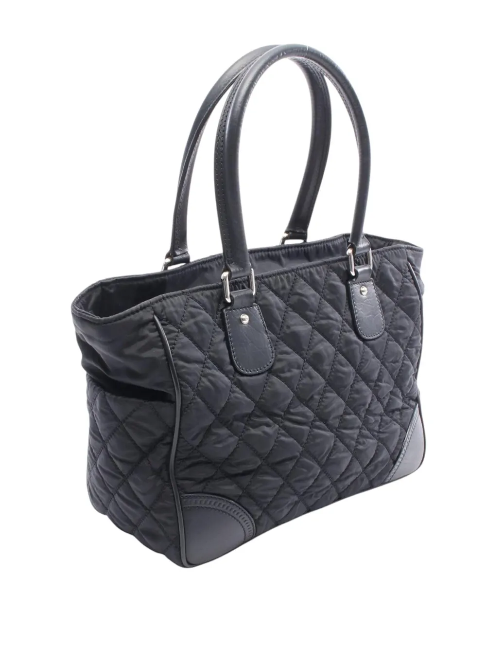 Pre-owned Chanel 2005-2006 Paris New York Quilted Nylon Tote Bag In Black