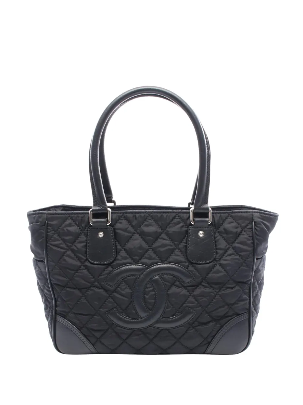 CHANEL Pre-Owned 2005-2006 パリ ニューヨーク マトラッセ ナイロン ハンドバッグ - ブラック