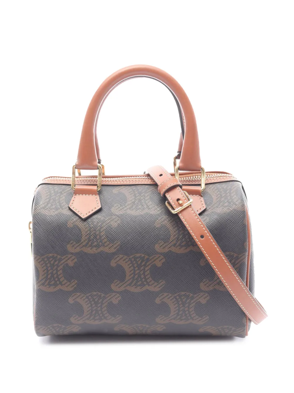 Celine Pre-Owned 2021-2025 Small Triomphe XL Coated Canvas satchel | Brown | Image 1