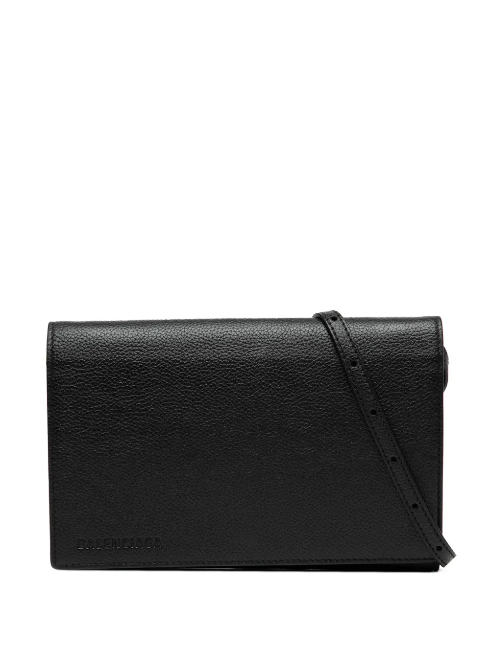 Balenciaga Pre-Owned 2021 スモール レザー ロゴフラップ ショルダーバッグ - ブラック Balenciaga Pre-Owned 2021 スモール レザー ロゴフラップ ショルダーバッグ - ブラック