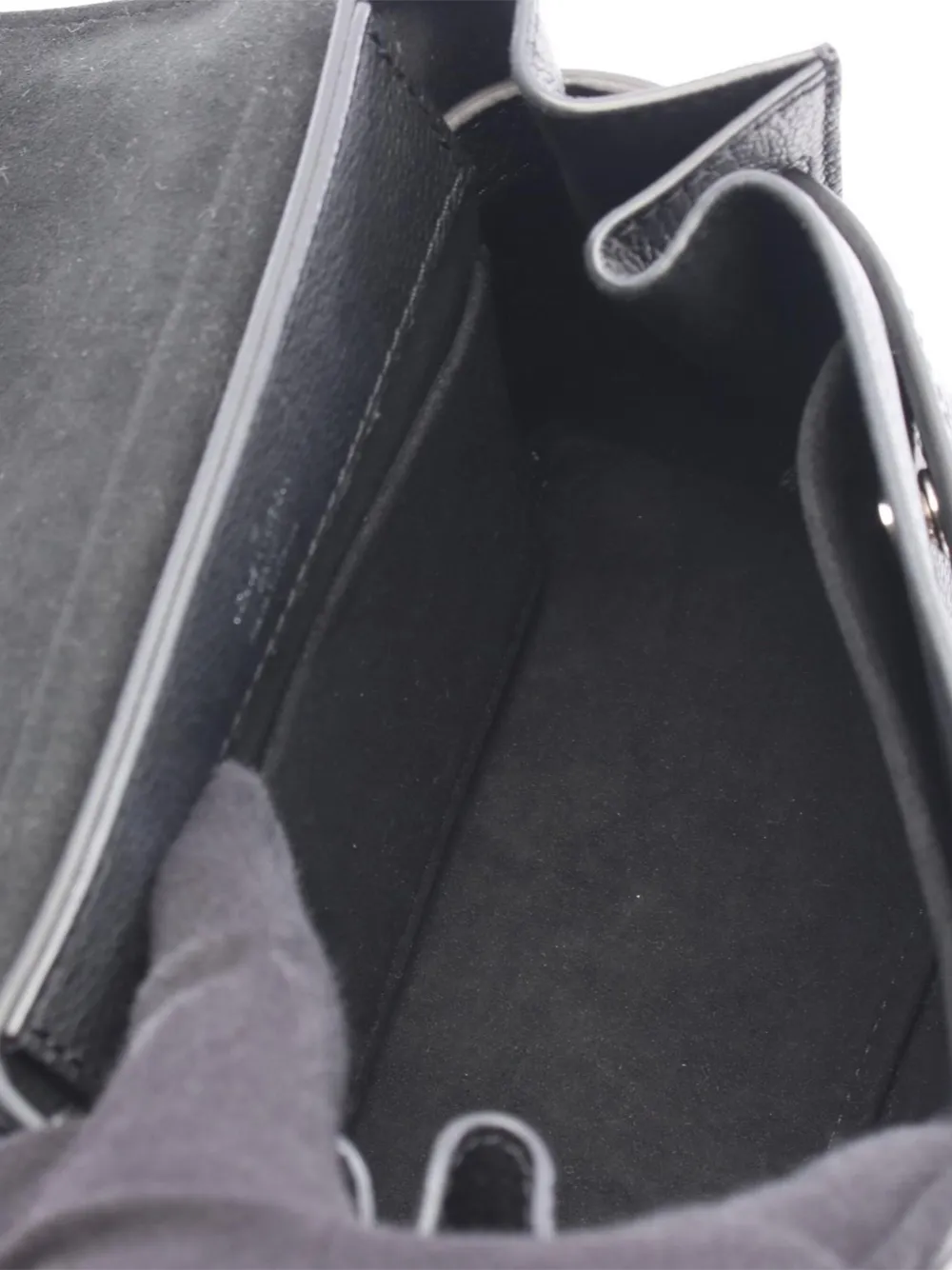 Pre-owned Louis Vuitton 2021-2025 Grained Calfskin Mini Lockme Ever Satchel In Black
