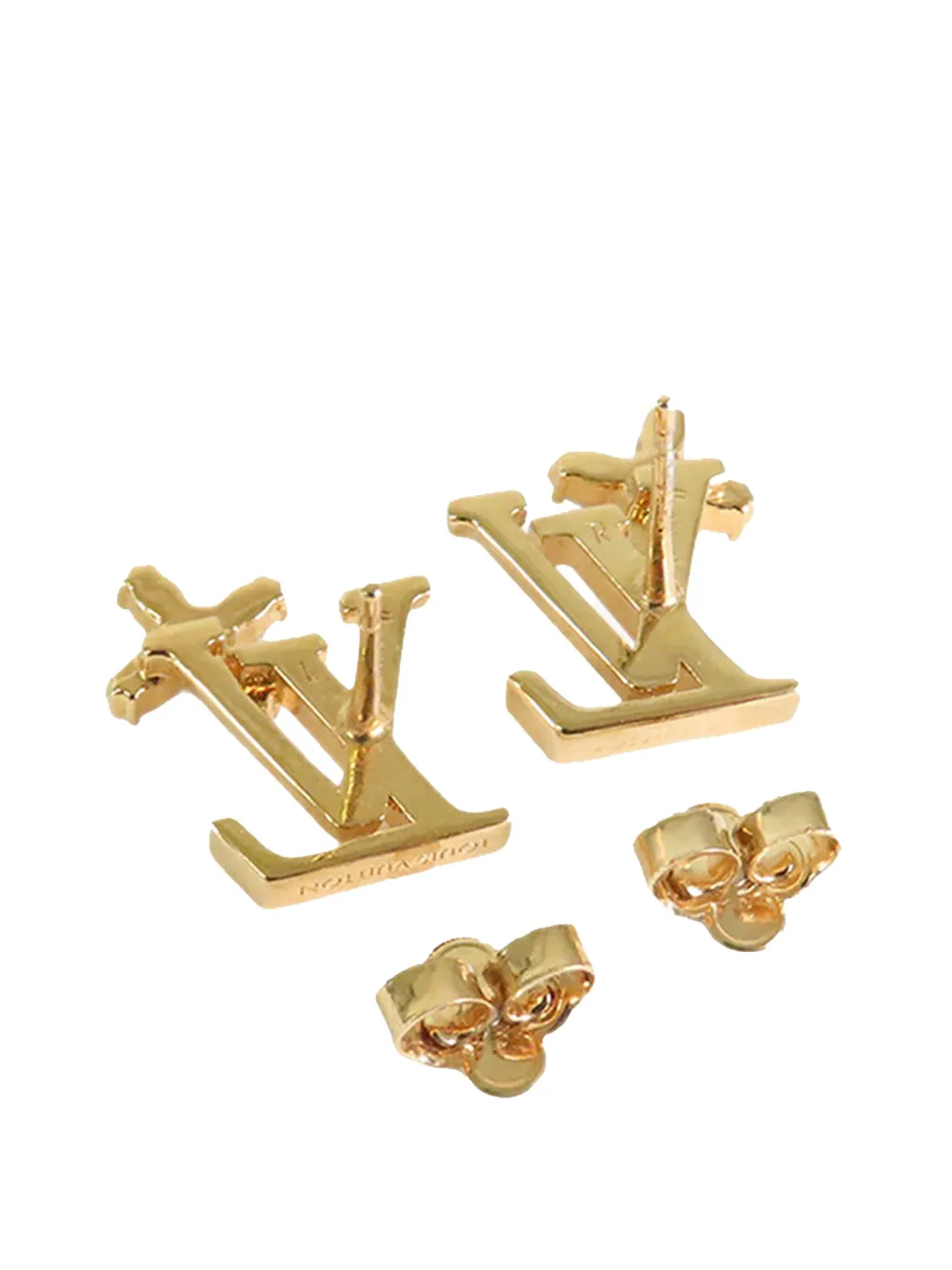 Pre-owned Louis Vuitton 2010-2025 Gold Plated Lv Iconic Flower Push Back Earrings Costume Earrings