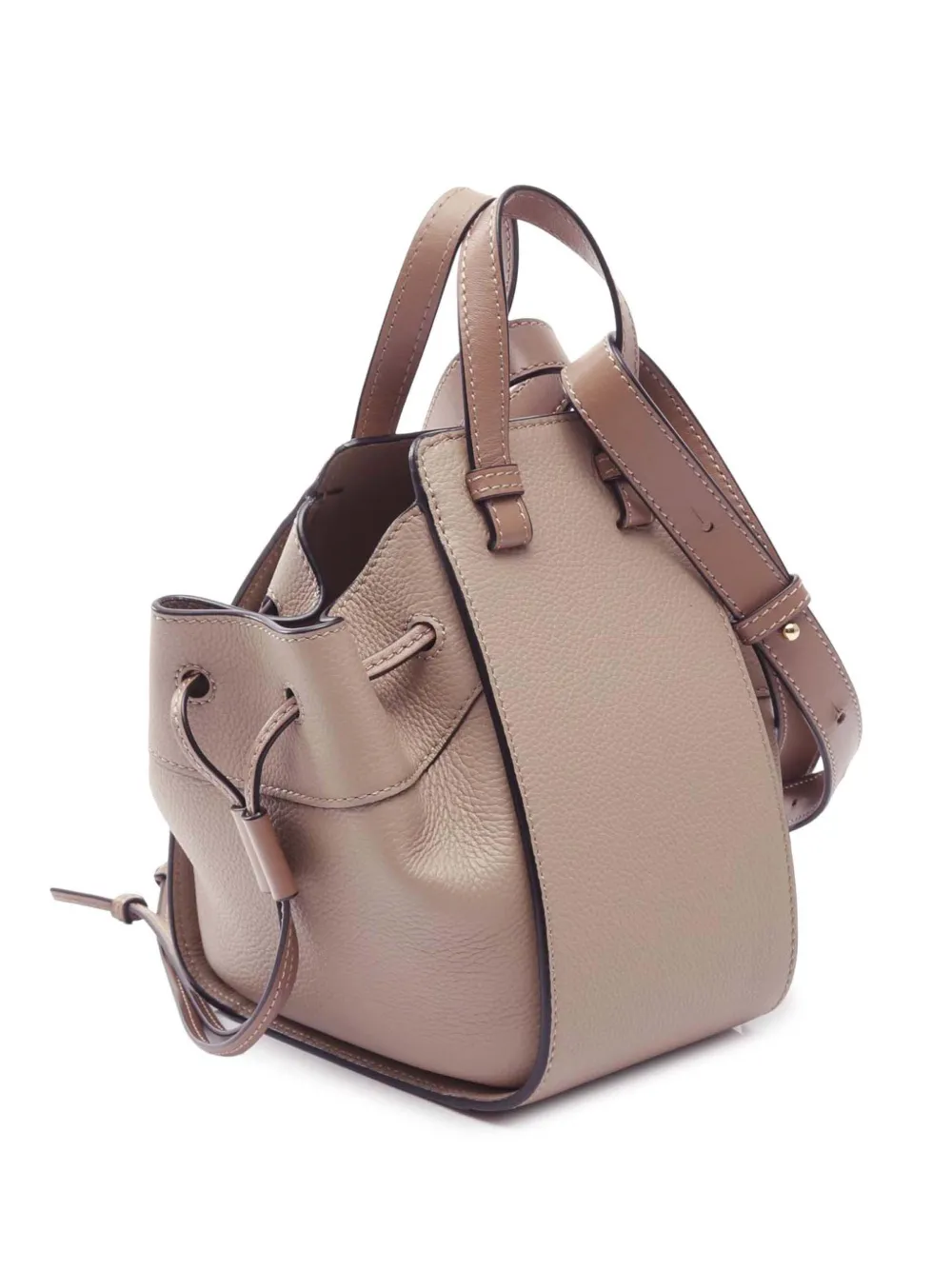 Pre-owned Loewe 2010-2025 Mini Grained Calfskin Drawstring Hammock Bag Satchel In Brown