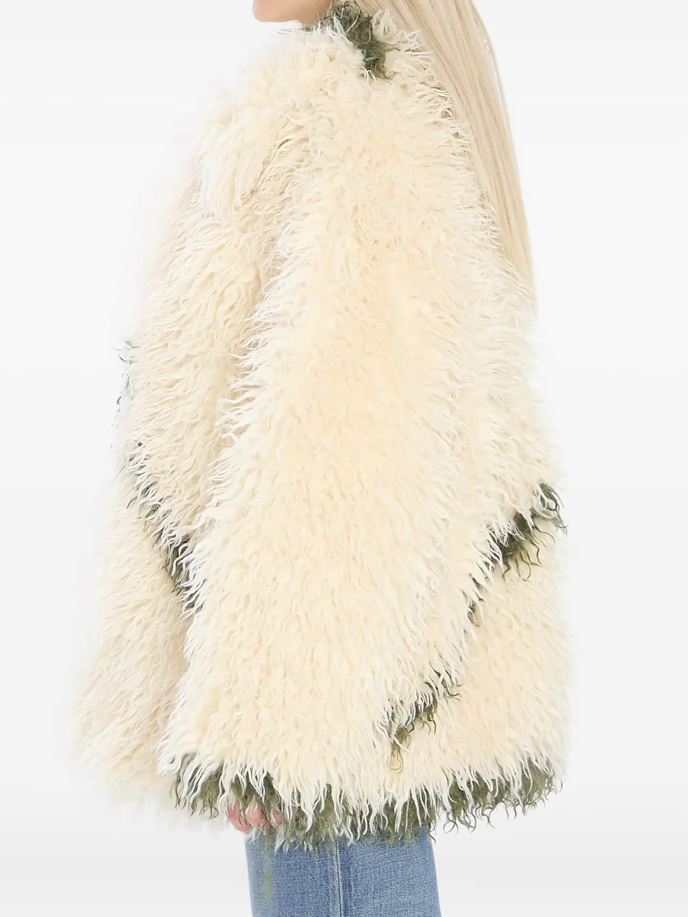 Jakke Cocoon Fur-effect Coat In Neutral