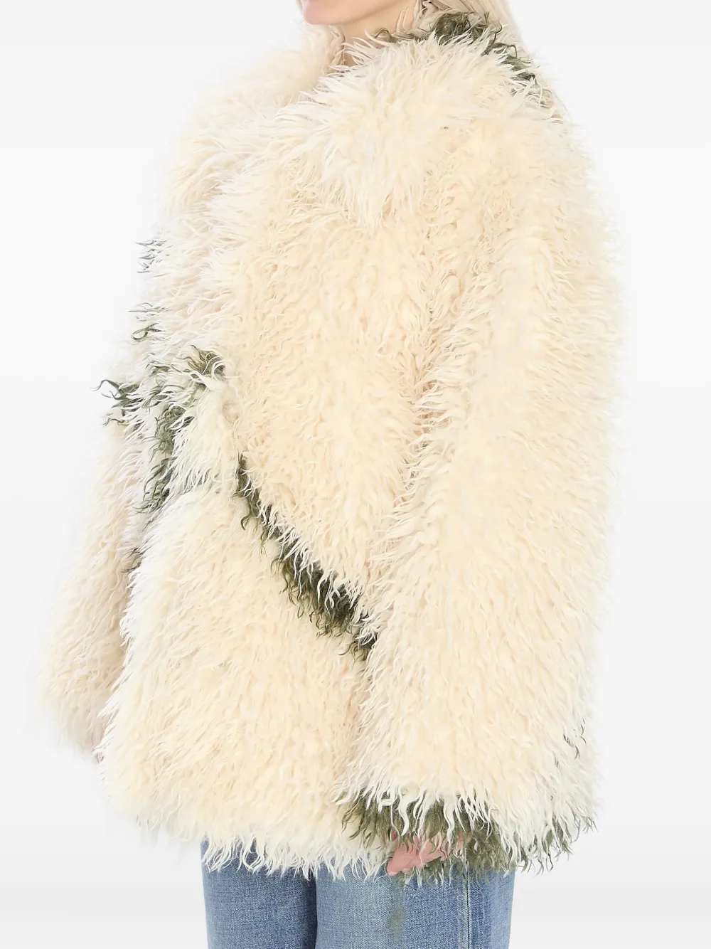 Jakke Cocoon Fur-effect Coat In Neutral