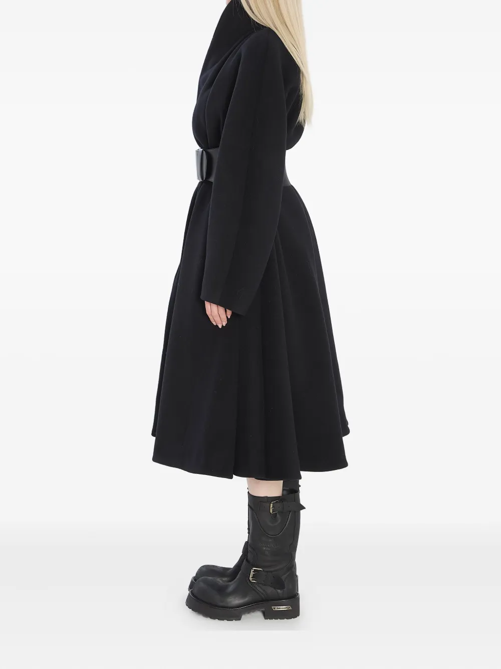 Balenciaga Leather-belt Wrap Coat In Blue