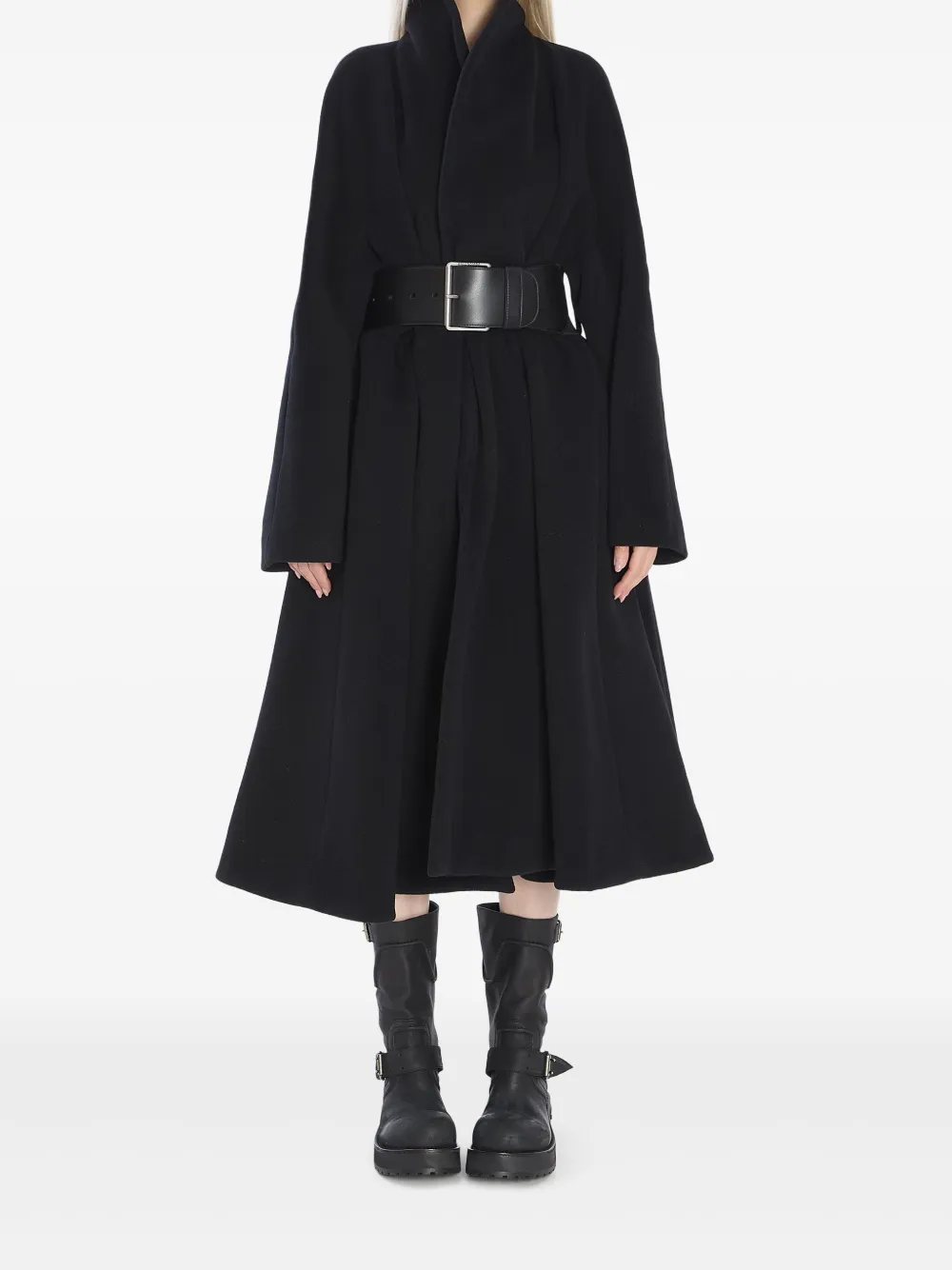 Balenciaga leather-belt wrap coat – Black