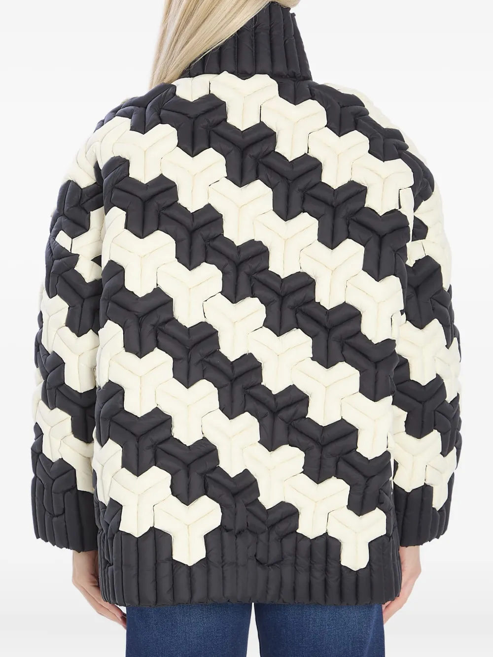 Raxxy High-collar Zip-fastening Puffer Jacket In Black