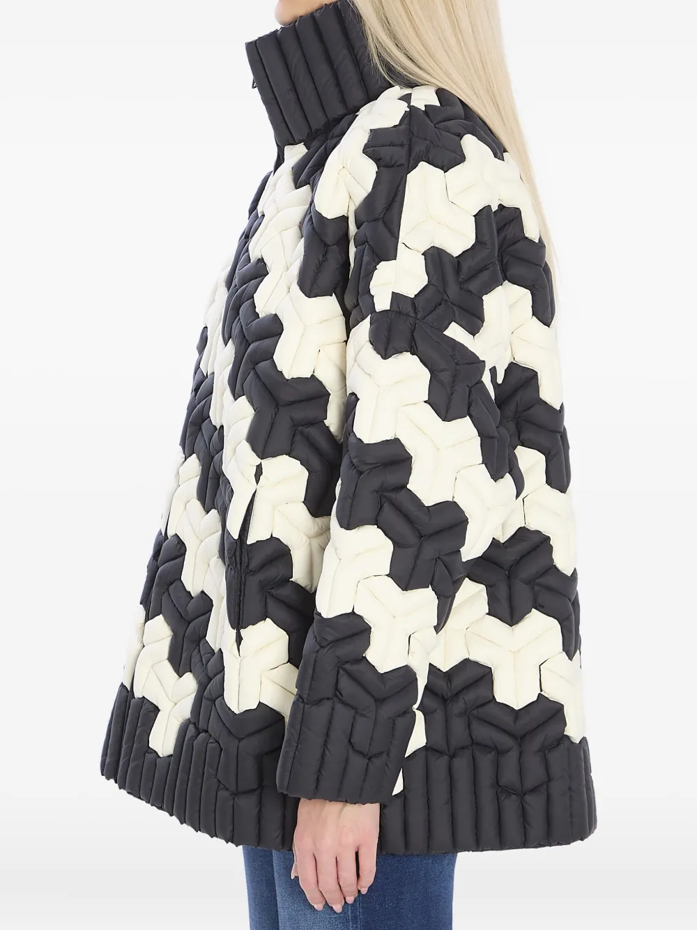 Raxxy High-collar Zip-fastening Puffer Jacket In Black
