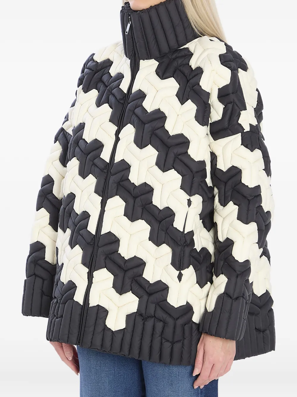 Raxxy High-collar Zip-fastening Puffer Jacket In Black