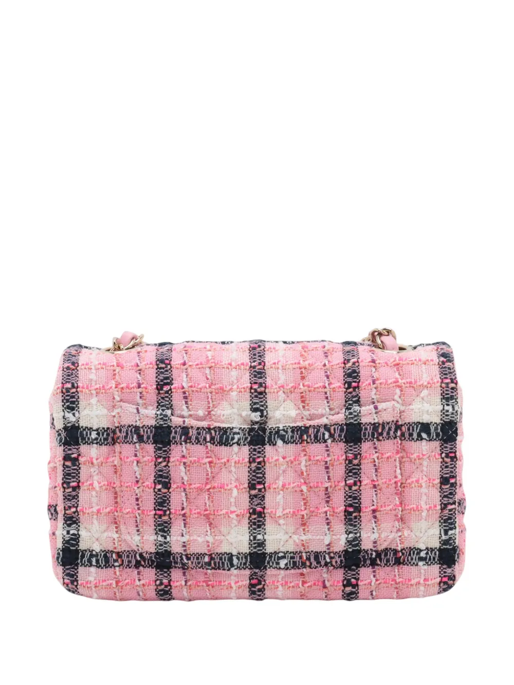 Pre-owned Chanel 2021-2025 Mini Rectangular Classic Tweed Single Flap Crossbody Bag In Black