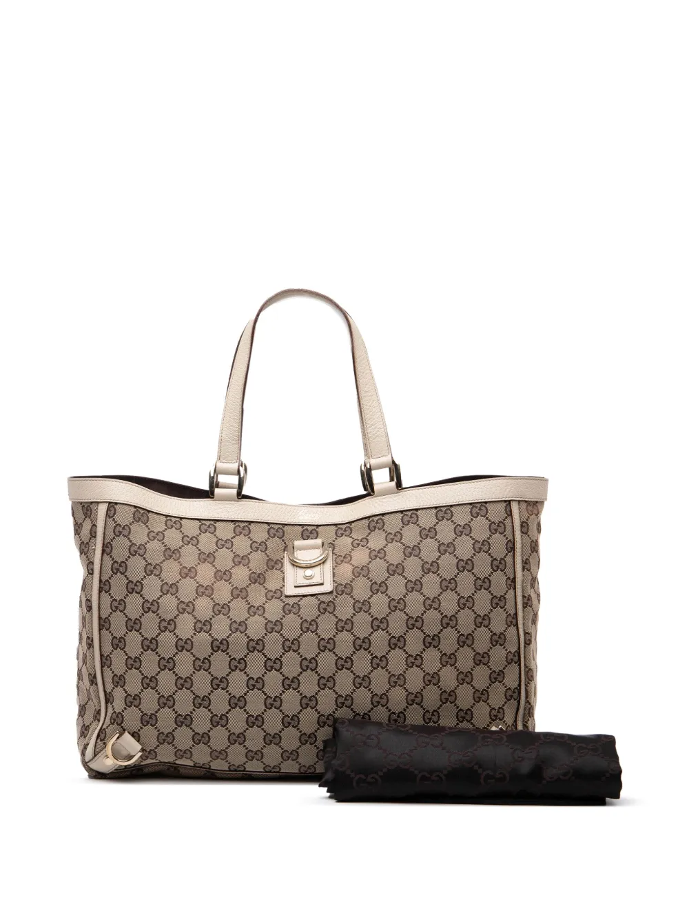 Pre-owned Gucci 2000-2015 Gg Canvas Abbey D Ring Tote Bag In Brown