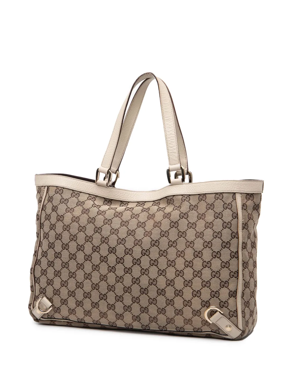 Pre-owned Gucci 2000-2015 Gg Canvas Abbey D Ring Tote Bag In Brown