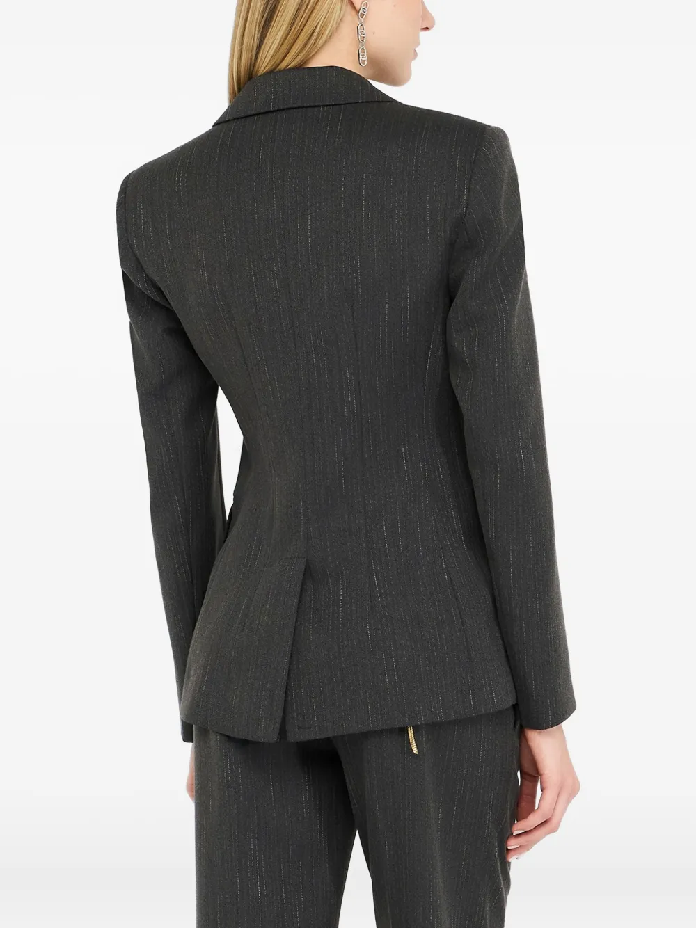 Liu •jo Double-breasted Pinstripe Jacket In Gray
