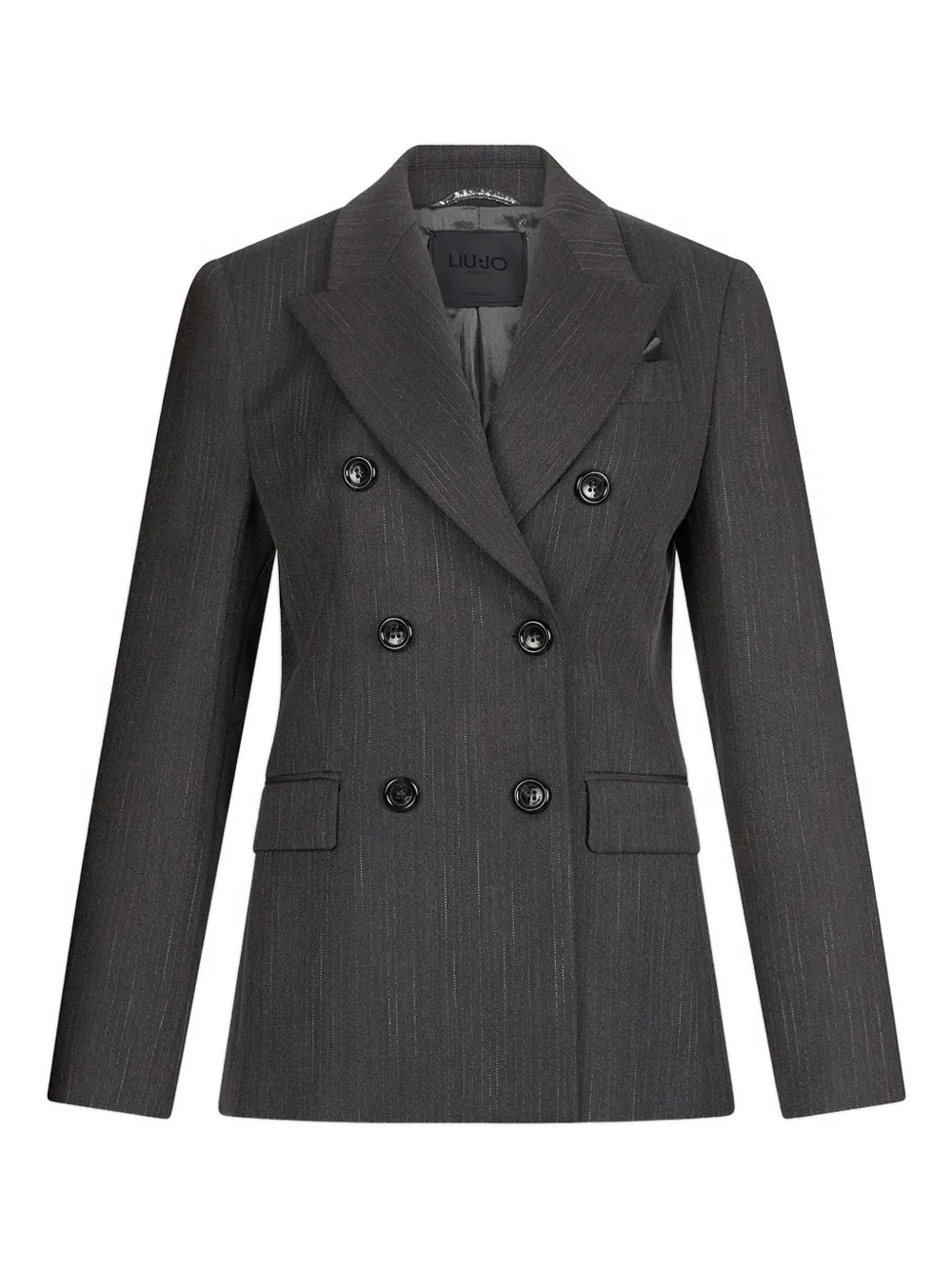 Liu •jo Double-breasted Pinstripe Jacket In Gray