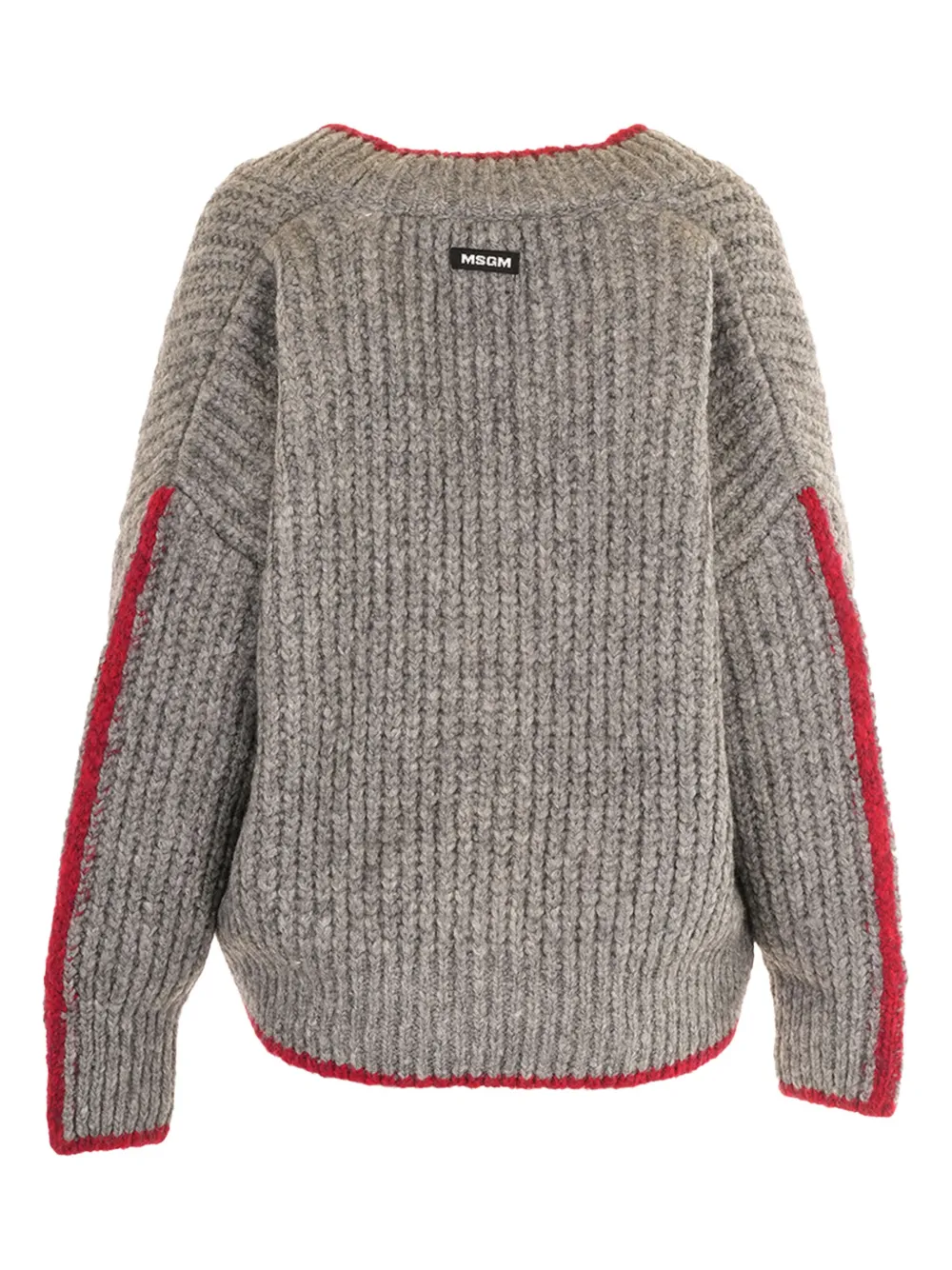 Msgm Ribbed Cardigan In Gray