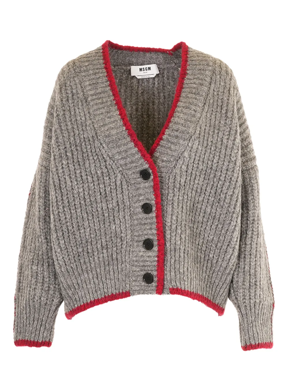 Msgm Ribbed Cardigan In Gray