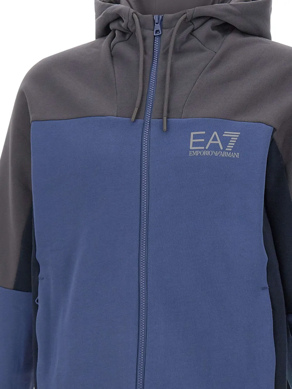 Ea7 Emporio Armani Hoodie met colourblocking Blauw