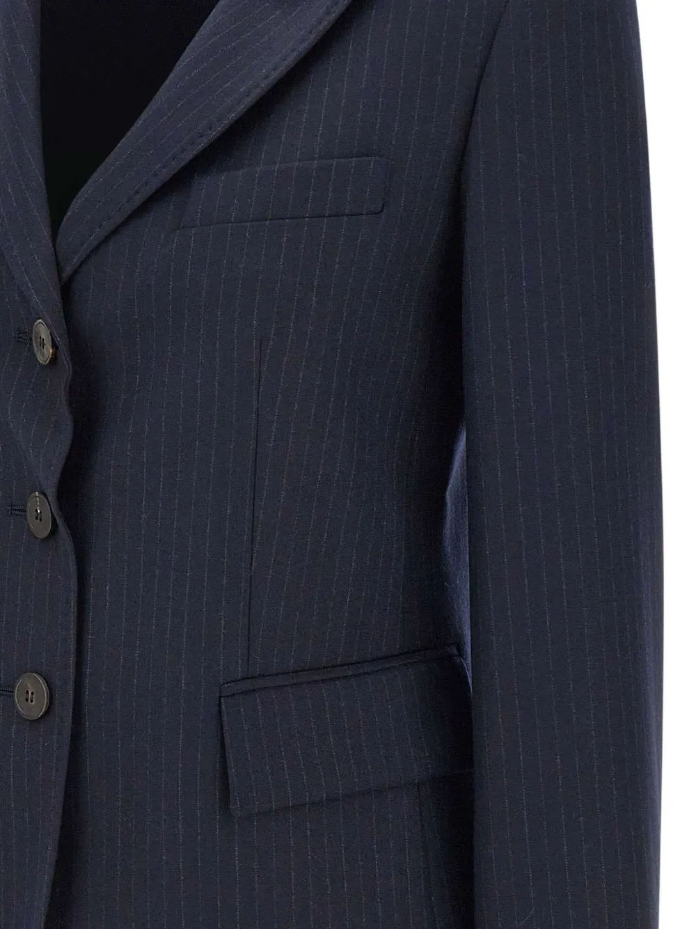 Max Mara Pinstripe Button Blazer In Blue