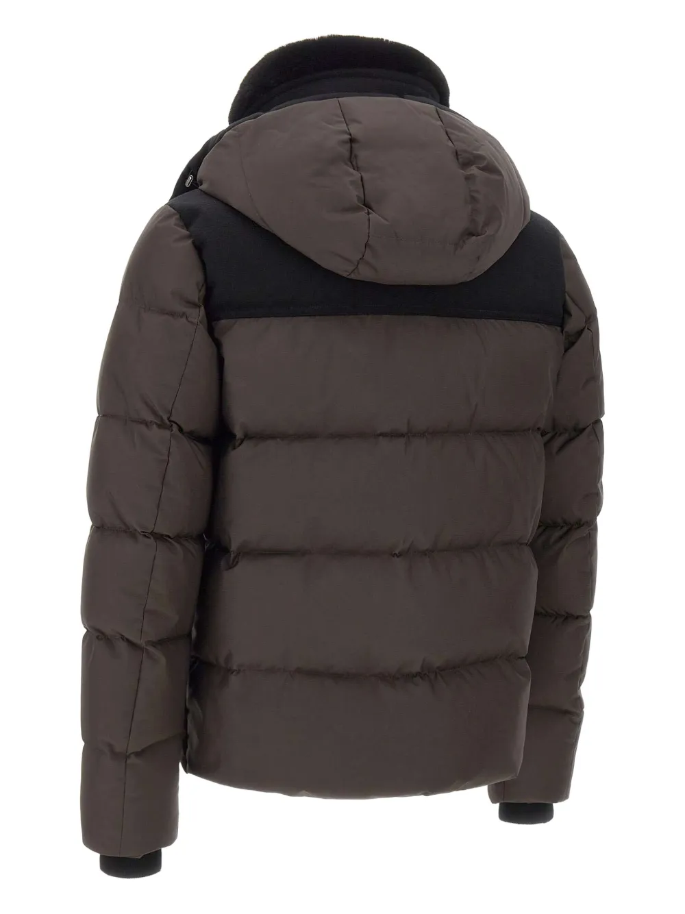 Moorer Long-sleeved Hooded Down Jacket In Brown