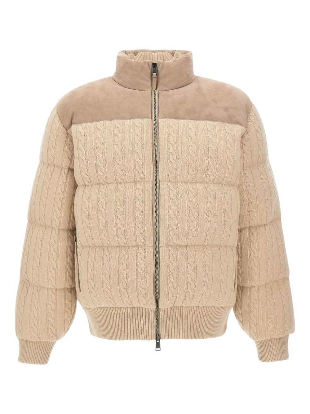 BOSS cable-knit suede jacket | Neutrals | Image 1