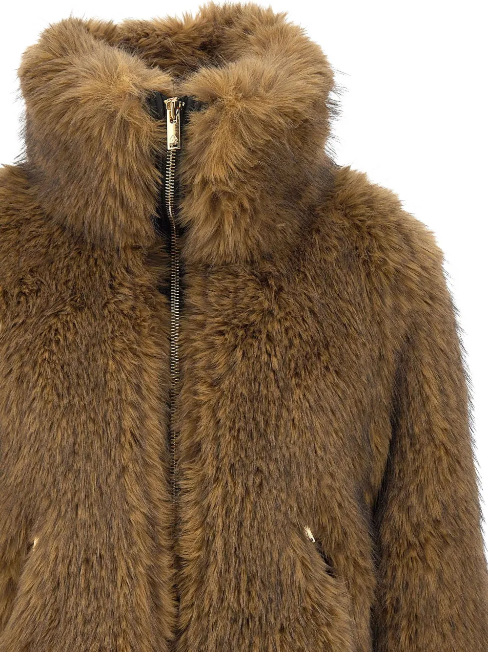 Moose Knuckles Zip Faux-fur Jacket In Brown