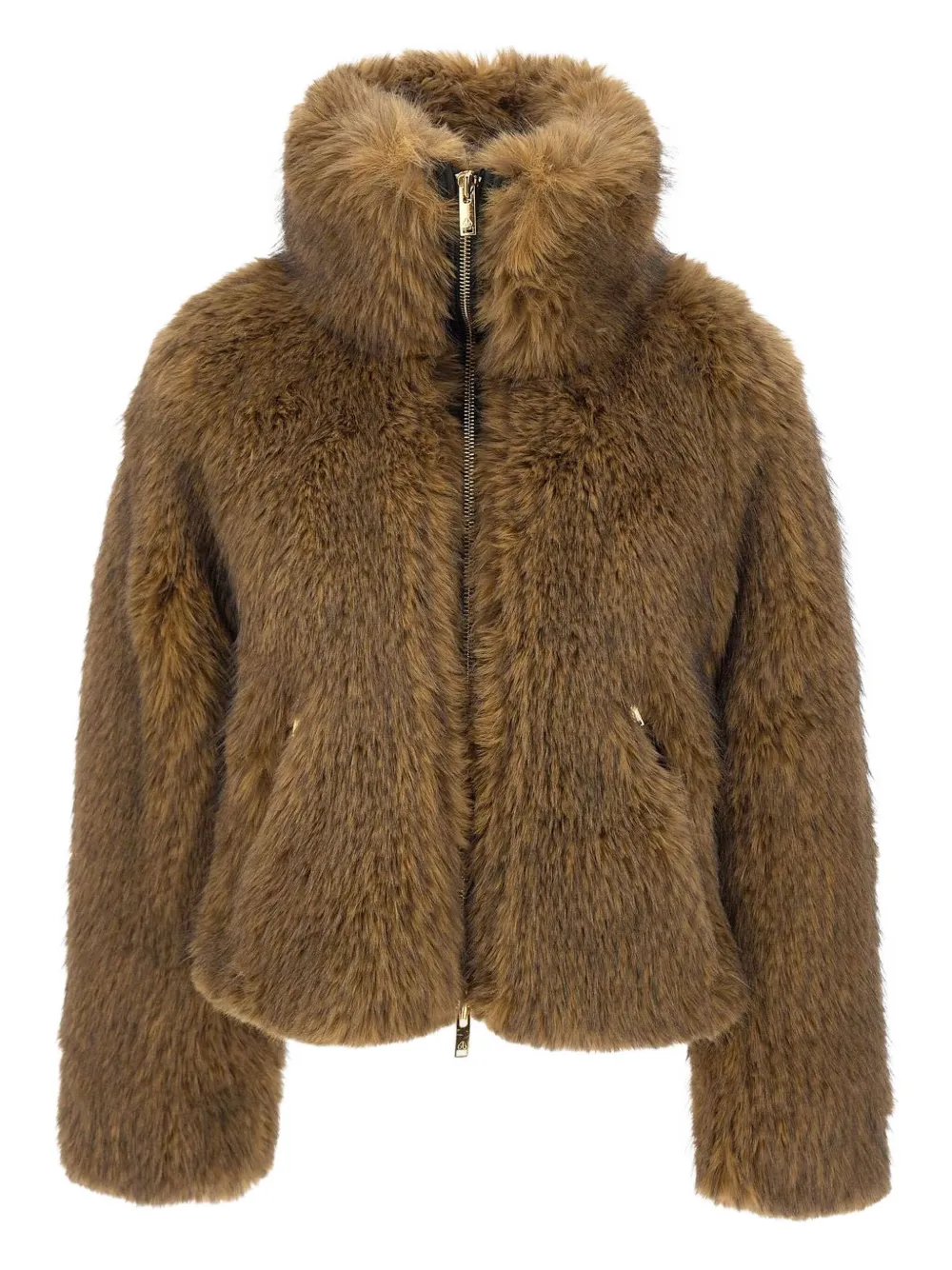 Moose Knuckles Zip Faux-fur Jacket In Brown