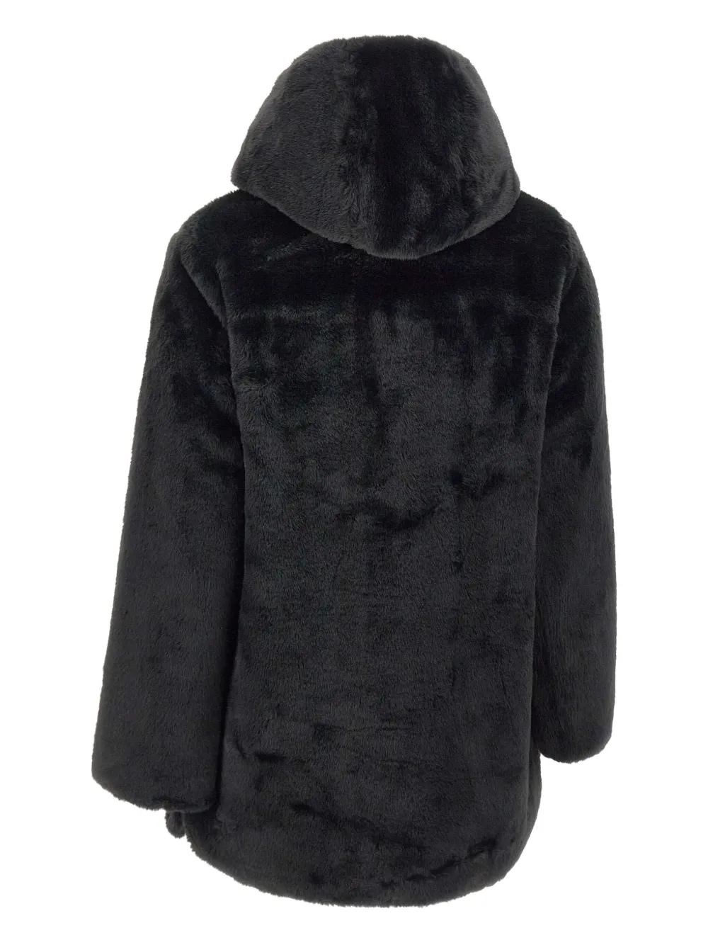Save The Duck Hooded Faux Fur Coat In Black