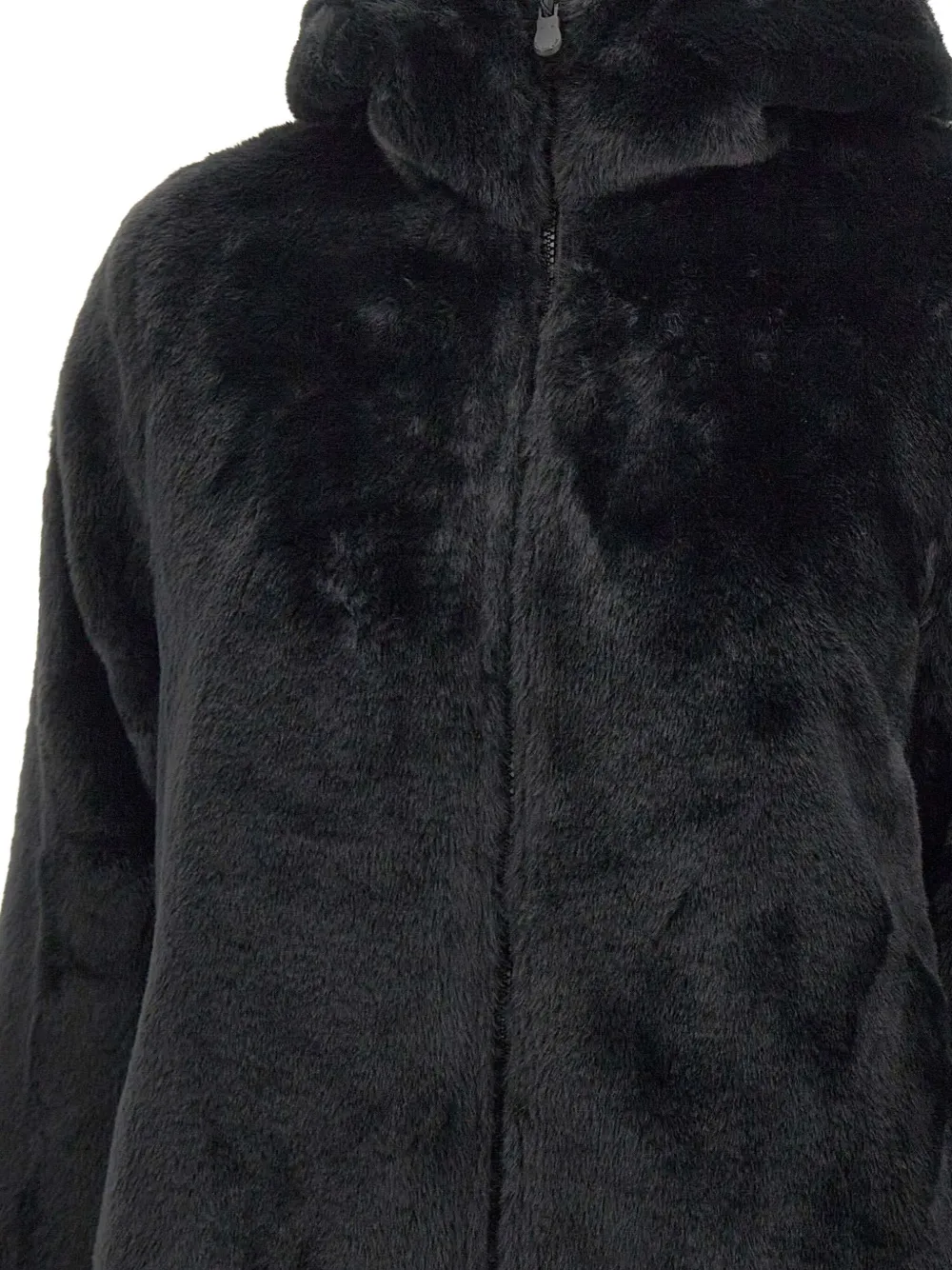 Save The Duck Hooded Faux Fur Coat In Black