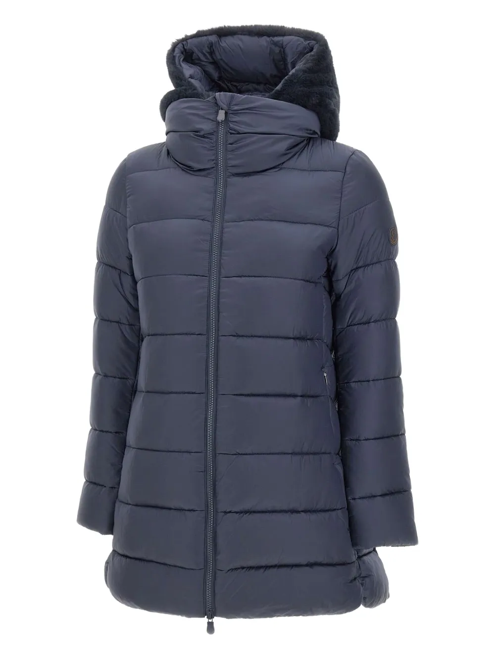 Save The Duck Quilted Hooded Coat In Blue